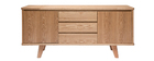 Buffet scandinave frêne avec portes et tiroirs L160 cm FIFTIES