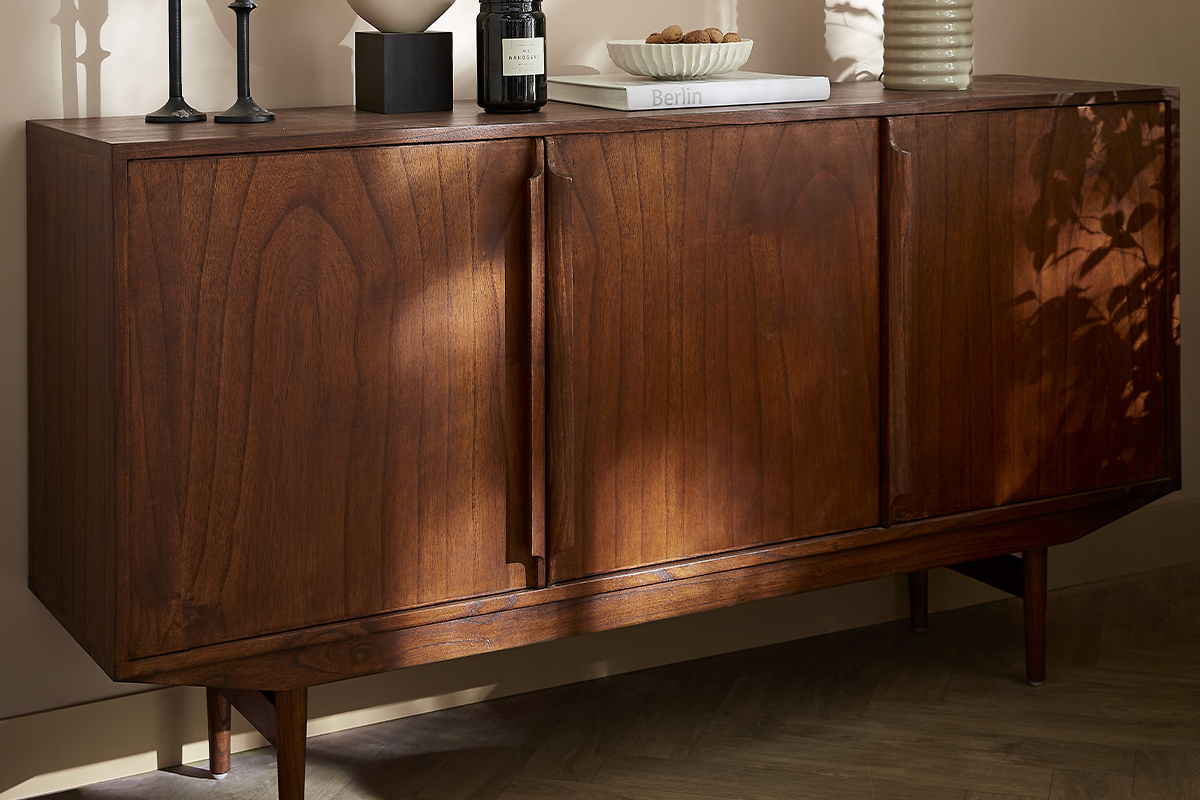 Buffet vintage en bois fonc� 3 portes L160 cm SEVEN