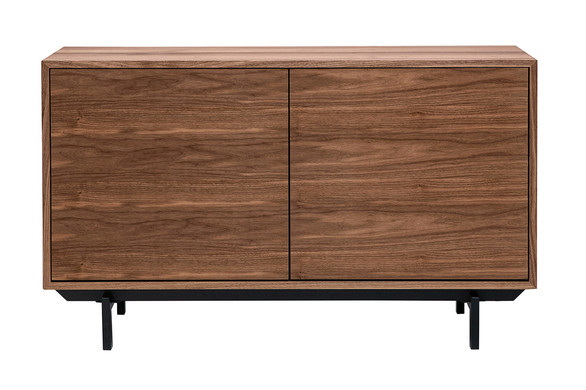 Buffet vintage en bois fonc� noyer 2 portes L120 cm MANNY, vue de face