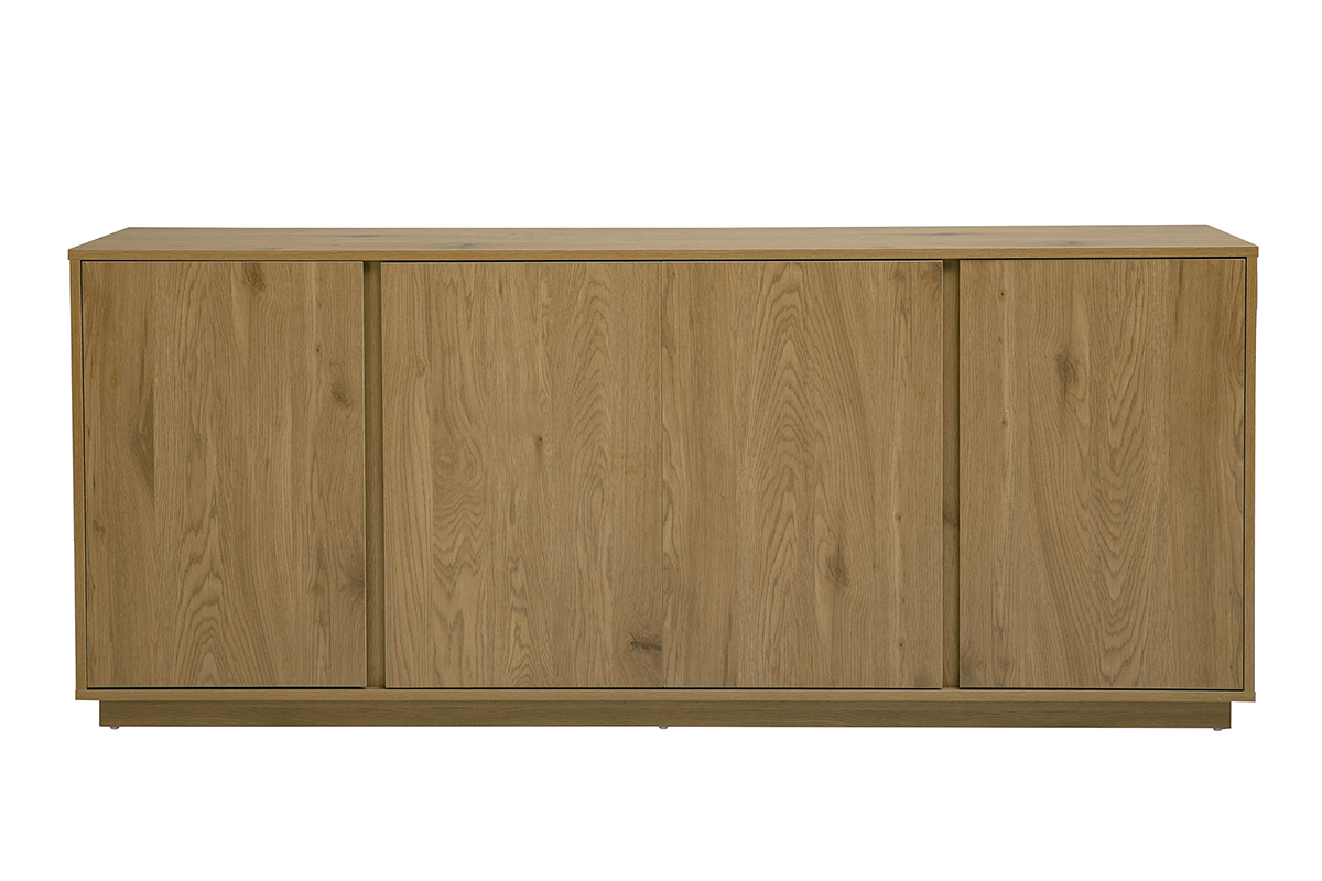Buffet vintage en bois ch�ne, 4 portes, vue de face, L180 cm, design r�tro-chic.