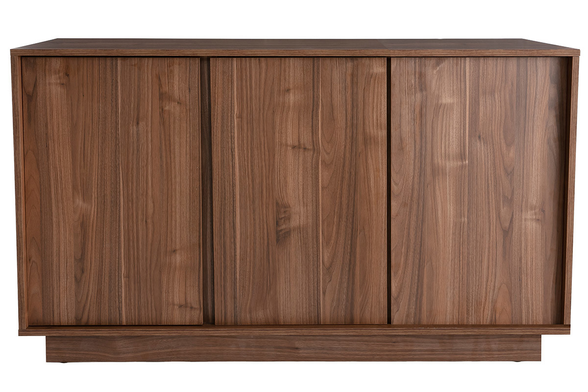 Buffet vintage finition bois fonc� noyer 3 portes L138 cm COMO