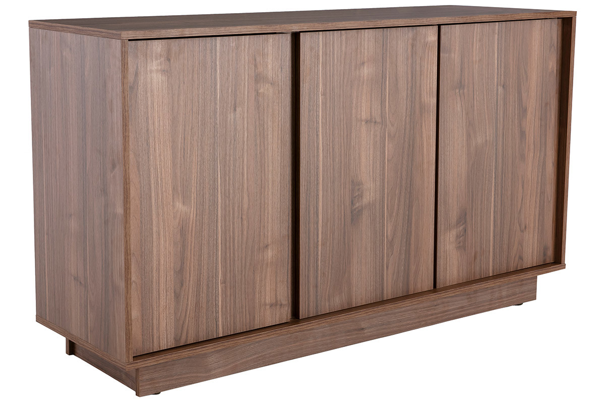Buffet vintage finition bois fonc� noyer 3 portes L138 cm COMO