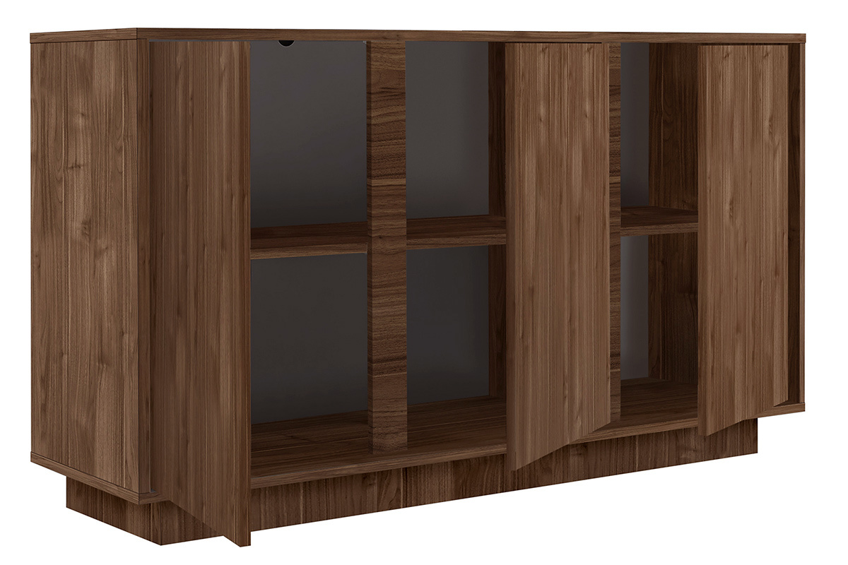 Buffet vintage finition bois fonc� noyer 3 portes L138 cm COMO