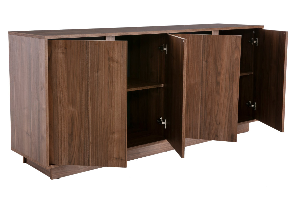 Buffet vintage finition bois fonc noyer 4 portes L180 cm COMO