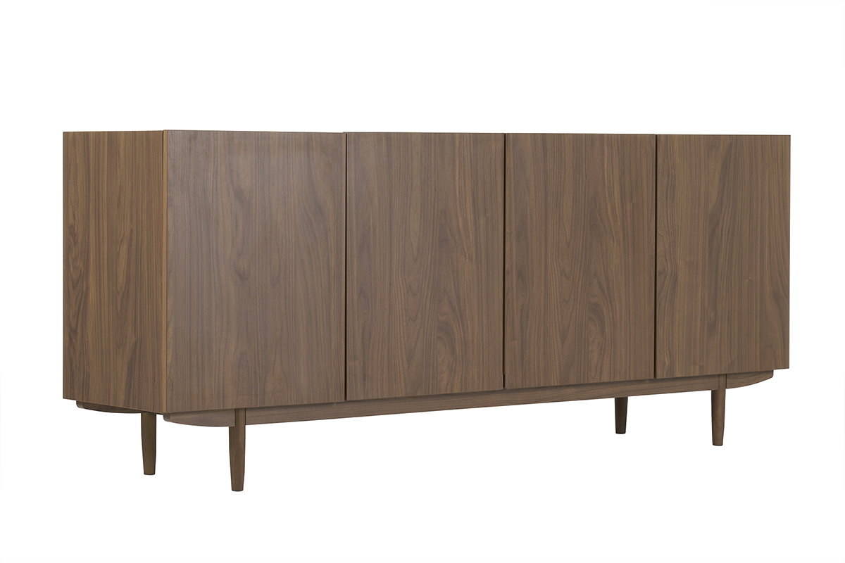 Buffet vintage finition bois fonc noyer 4 portes L180 cm SANAA