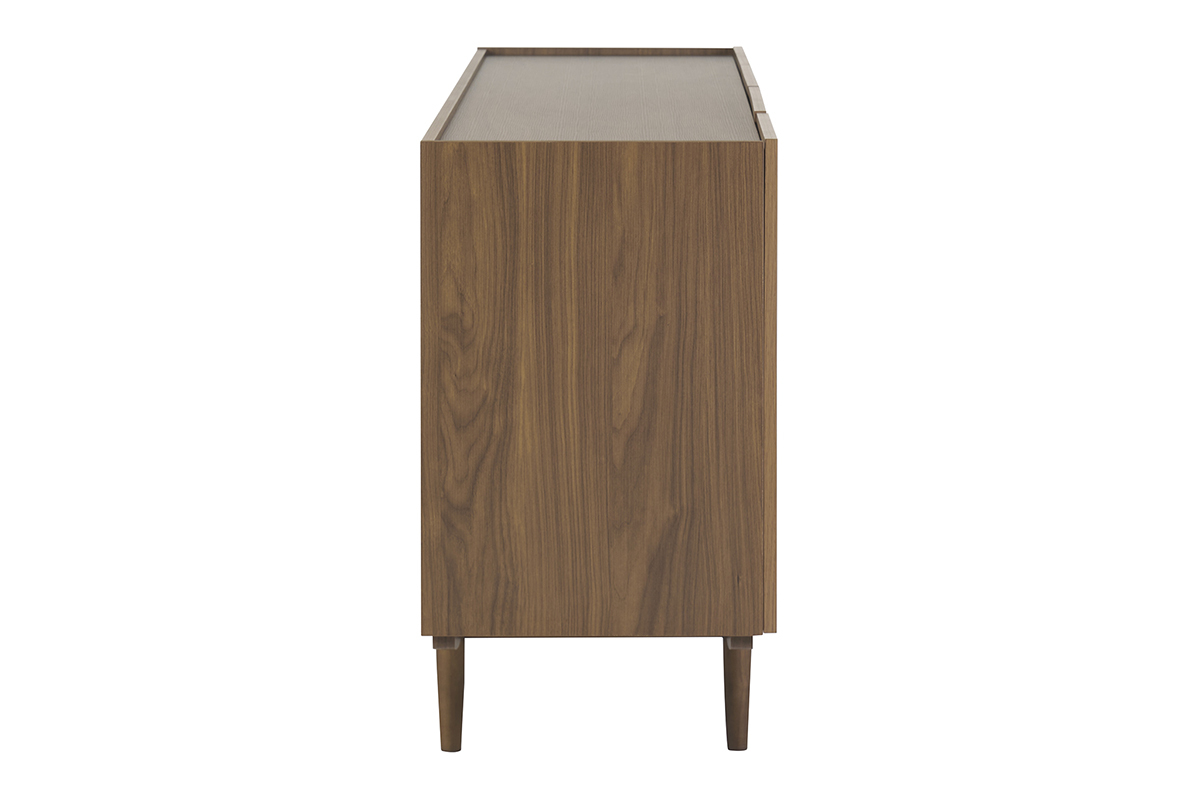 Buffet vintage finition bois fonc noyer 4 portes L180 cm SANAA