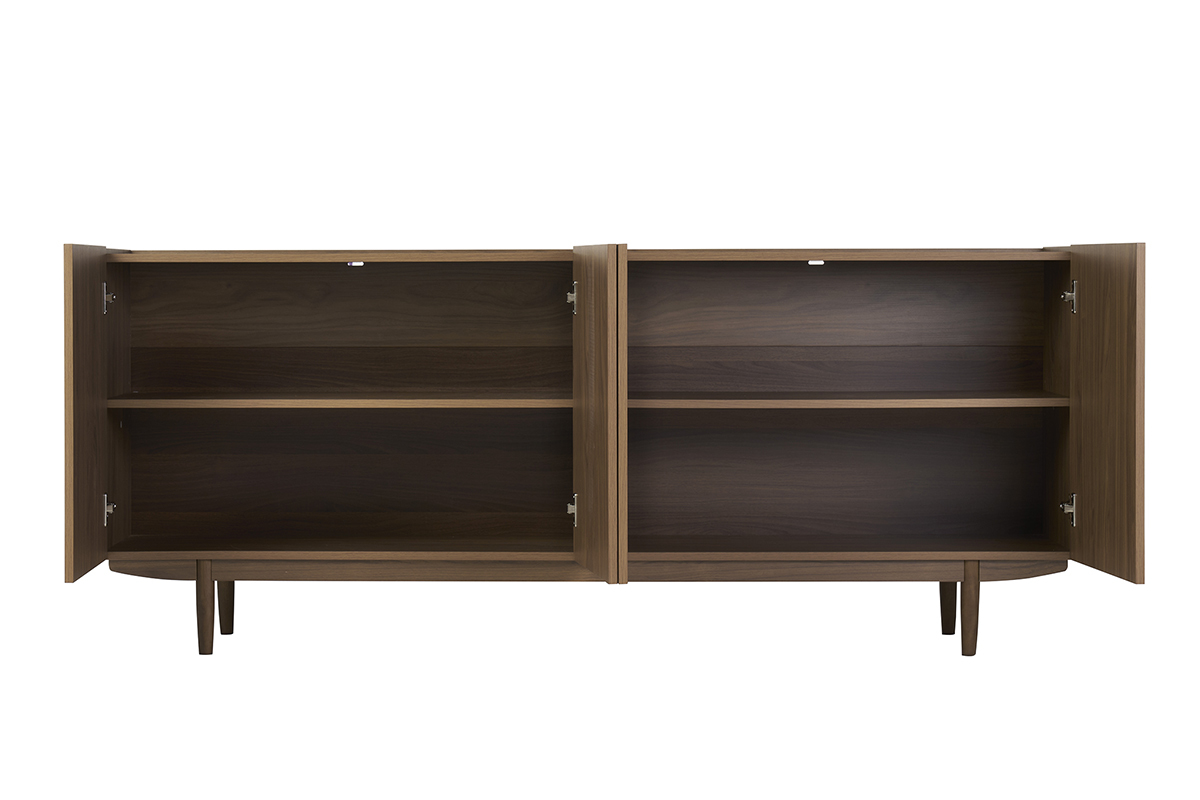 Buffet vintage finition bois fonc noyer 4 portes L180 cm SANAA