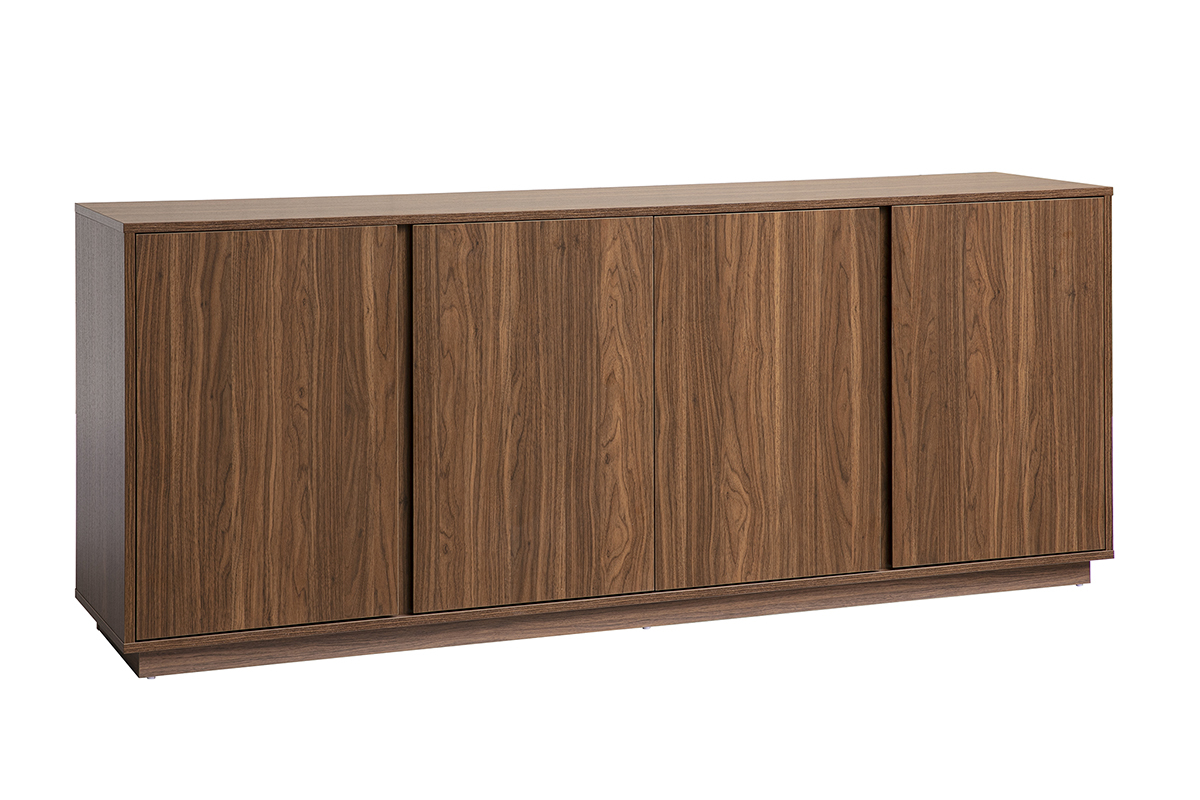 Buffet vintage 3 portes en bois de noyer, vue de 3/4.