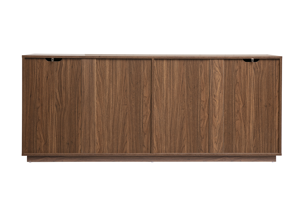 Buffet vintage en bois de noyer, trois portes, vue de dos