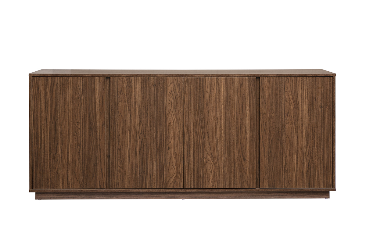 Buffet vintage en bois de noyer � 3 portes, vue de face.
