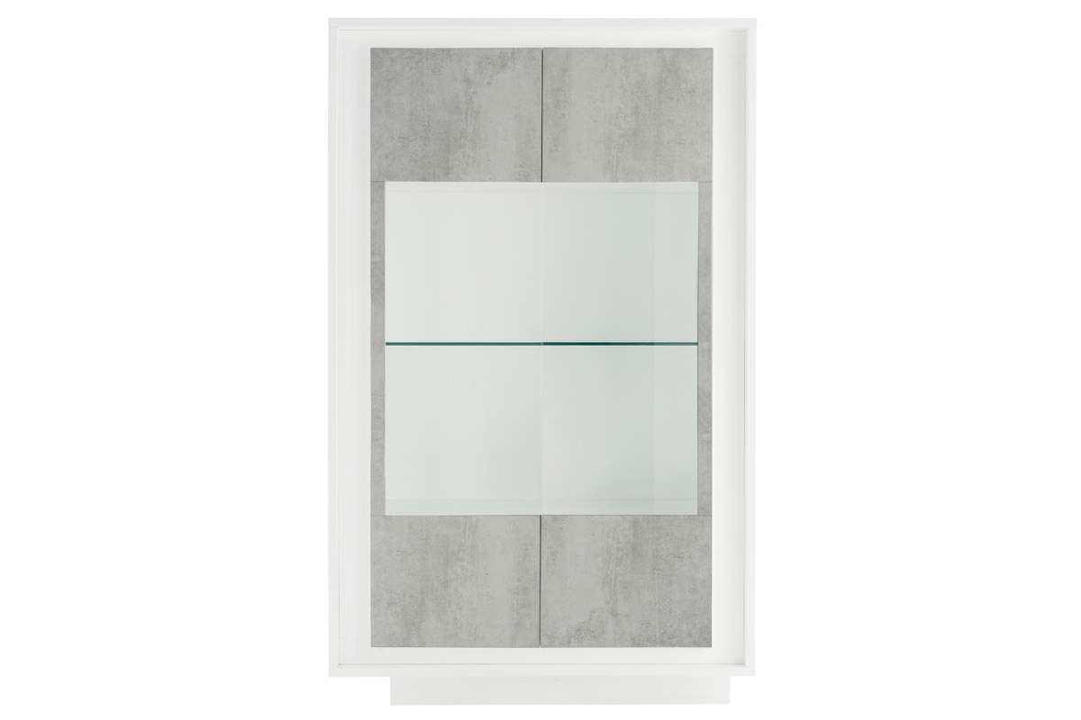 Buffet vitr design blanc et dcor ciment LAND