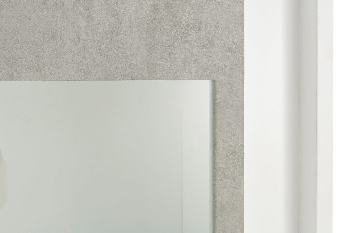 Buffet vitr design blanc et dcor ciment LAND