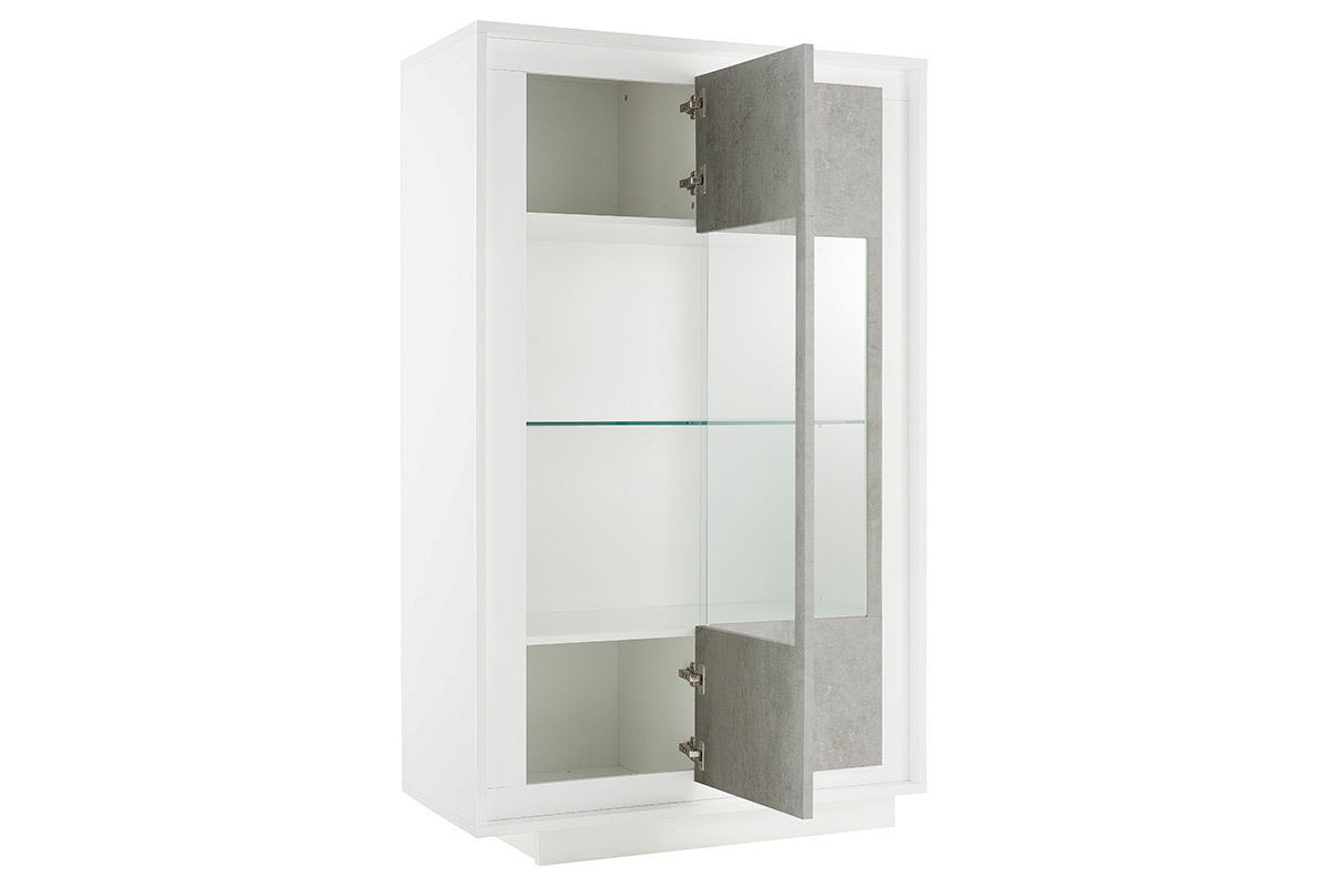 Buffet vitr design blanc et dcor ciment LAND