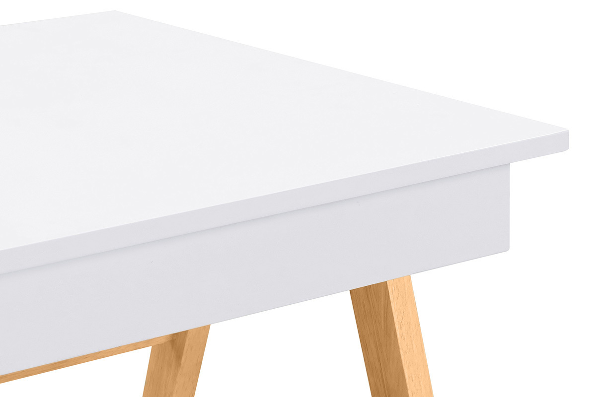 Bureau avec rangements 2 tiroirs scandinave blanc et bois clair chne L120 cm BROOK