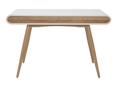 Bureau avec rangements 2 tiroirs scandinave bois clair et blanc L120 cm BJORG