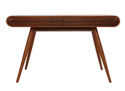 Bureau avec rangements 2 tiroirs vintage bois foncé noyer L120 cm BJORG