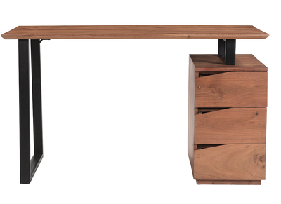 Bureau avec rangements 3 tiroirs industriel bois massif et métal noir L130 cm HORACE