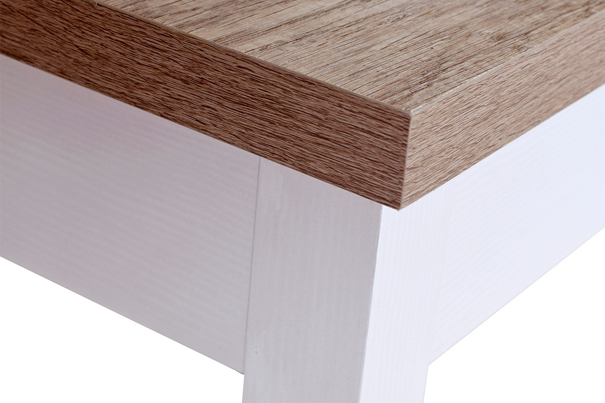 Bureau avec rangements bois et blanc PAUL