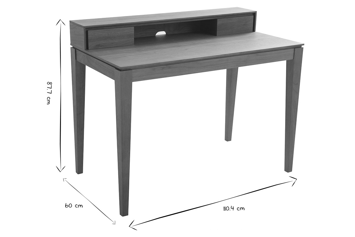 Bureau avec rangements bois fonc noyer L110 cm SEKRET