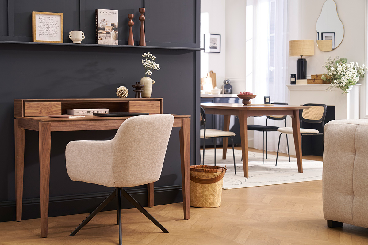 Bureau avec rangements bois fonc noyer L110 cm SEKRET