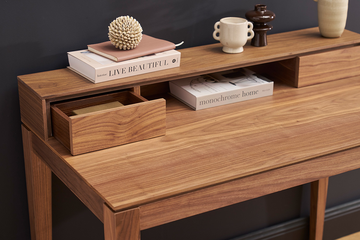 Bureau avec rangements bois fonc noyer L110 cm SEKRET