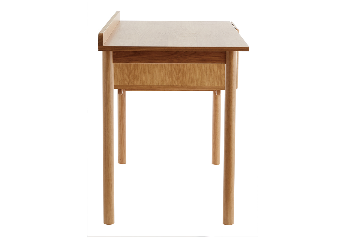 Bureau avec rangements vintage bois clair ch�ne et cannage naturel L130 cm ANTIK