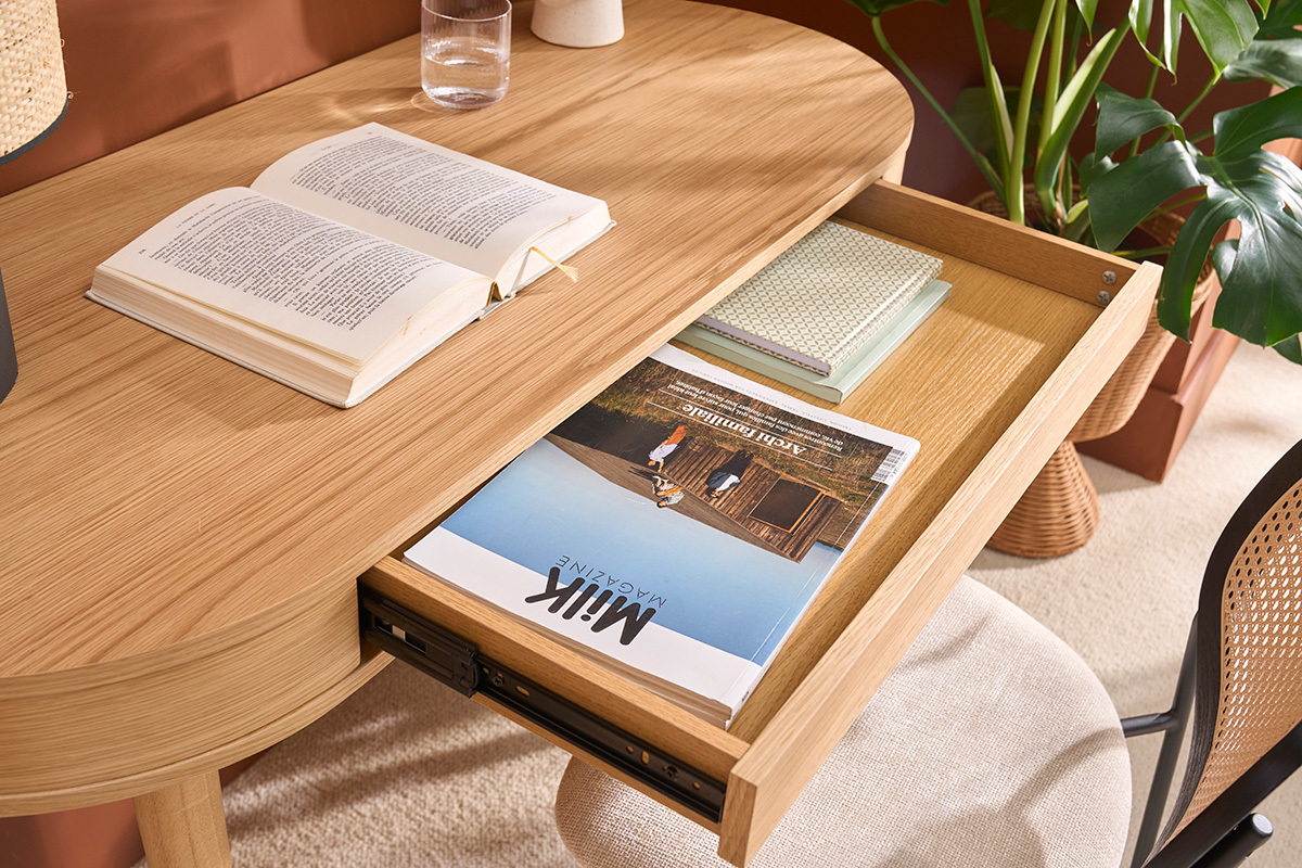 Bureau avec tiroir en bois clair L120 cm JUDITH