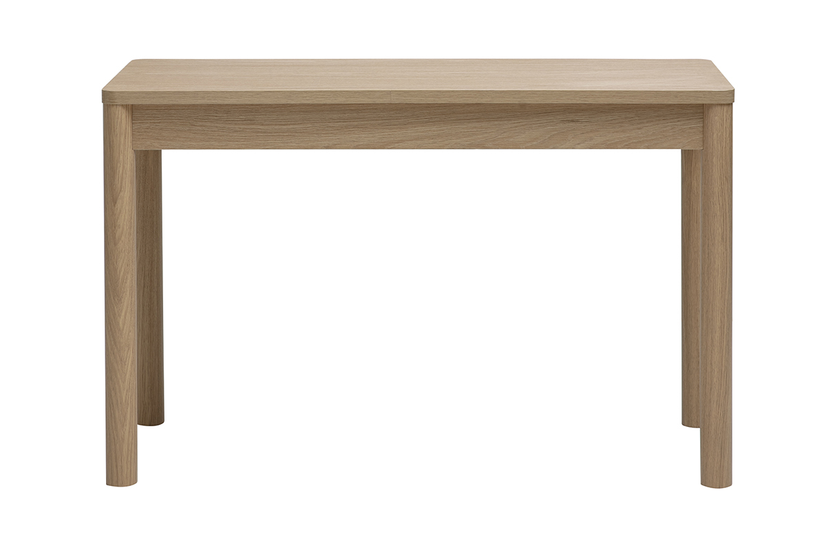 Bureau IZZIE en bois clair avec tiroir, vue de dos, dimensions L120 cm.