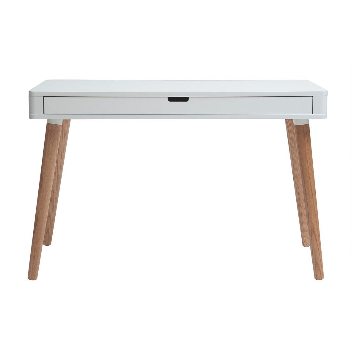 Bureau avec tiroir scandinave blanc et bois clair chêne L115 cm TOTEM vue1