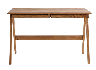 Bureau avec tiroirs en ch&ecirc;ne massif huil&eacute; L120 cm CASSIA