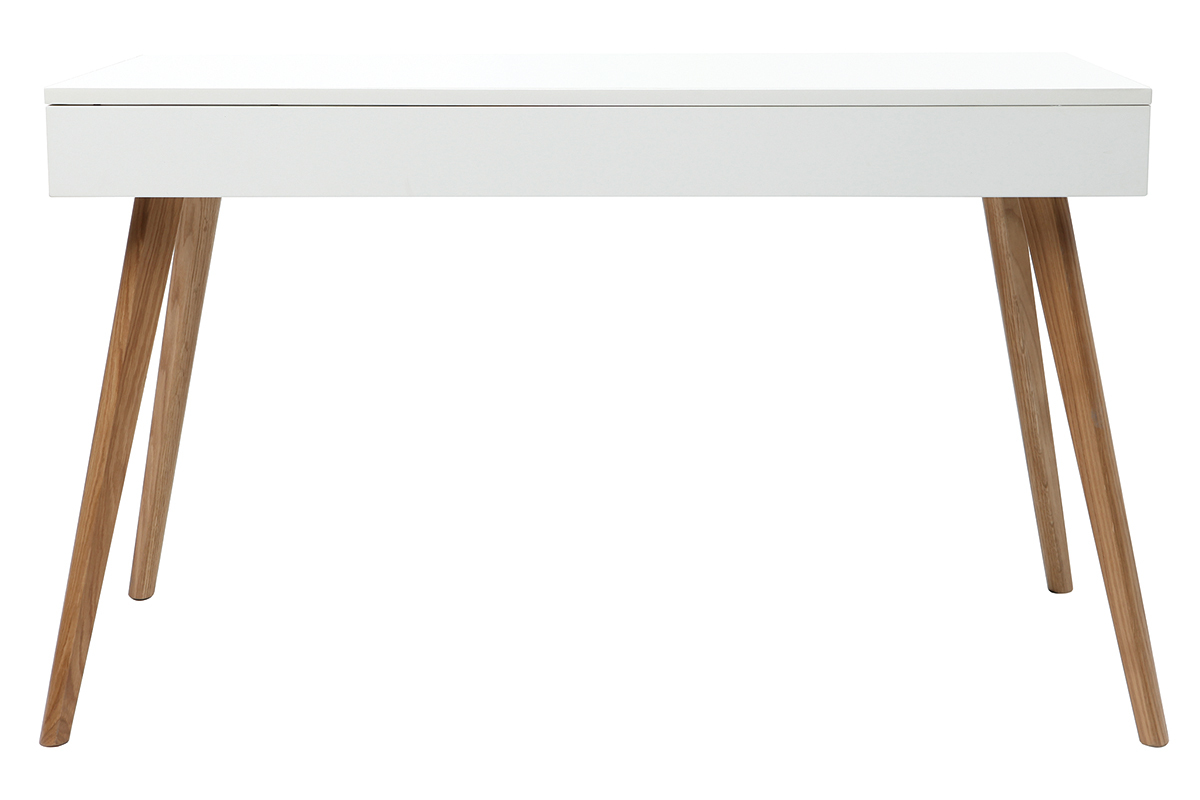 Bureau ch�ne et blanc avec tiroir L120 cm GILDA