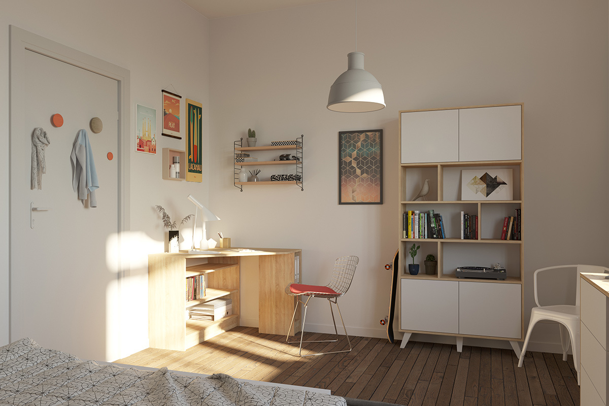 Bureau d'angle design bois clair CORNER