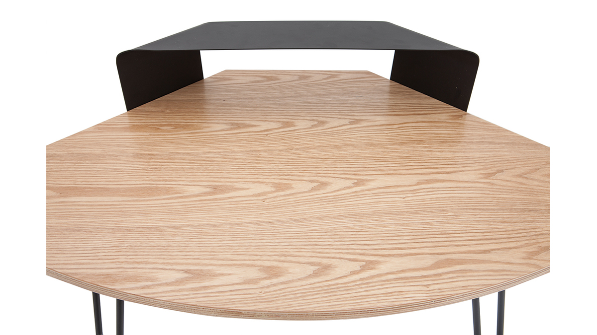 Bureau d'angle design métal et frêne QUARTER - Miliboo