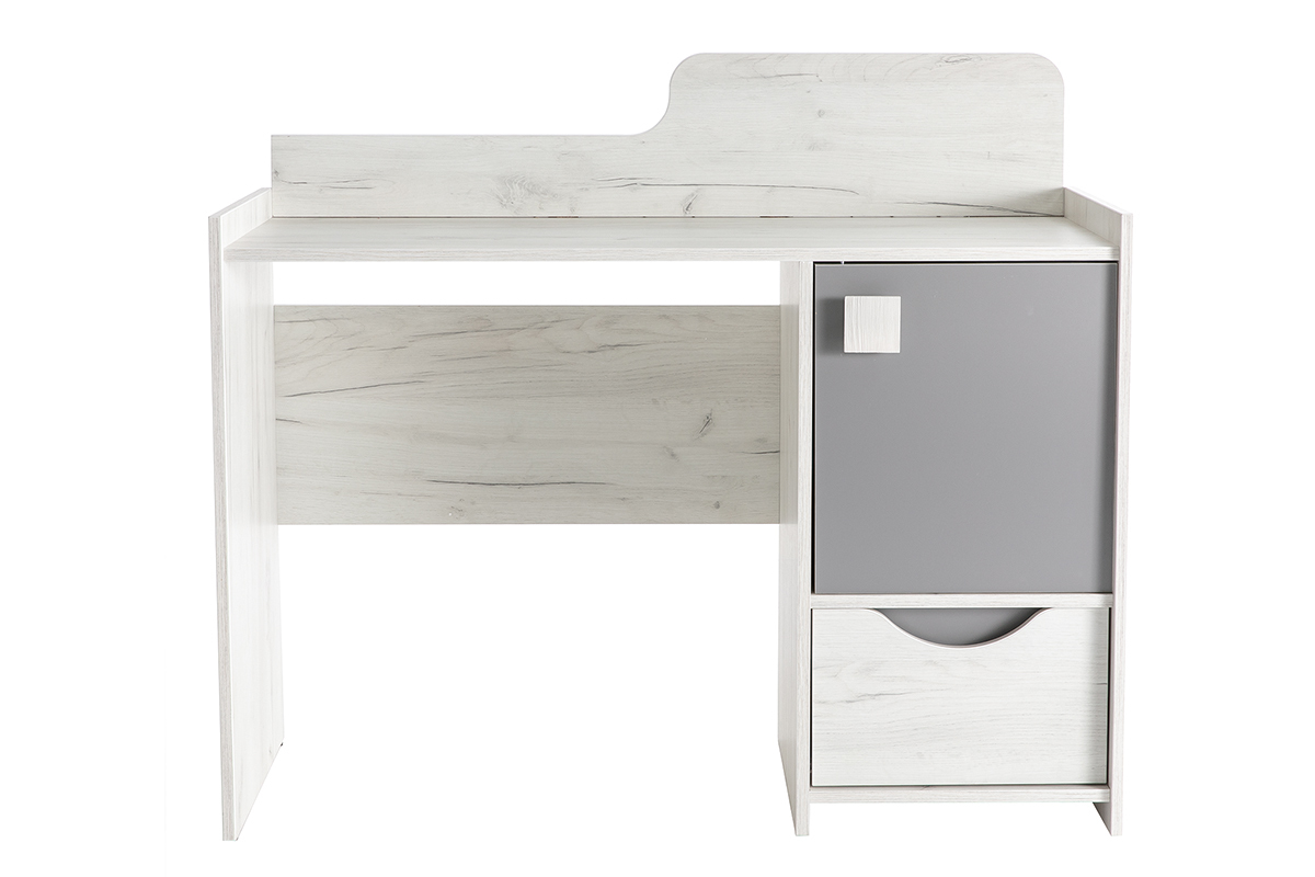 Bureau design avec rangements fr�ne blanc et gris TOM