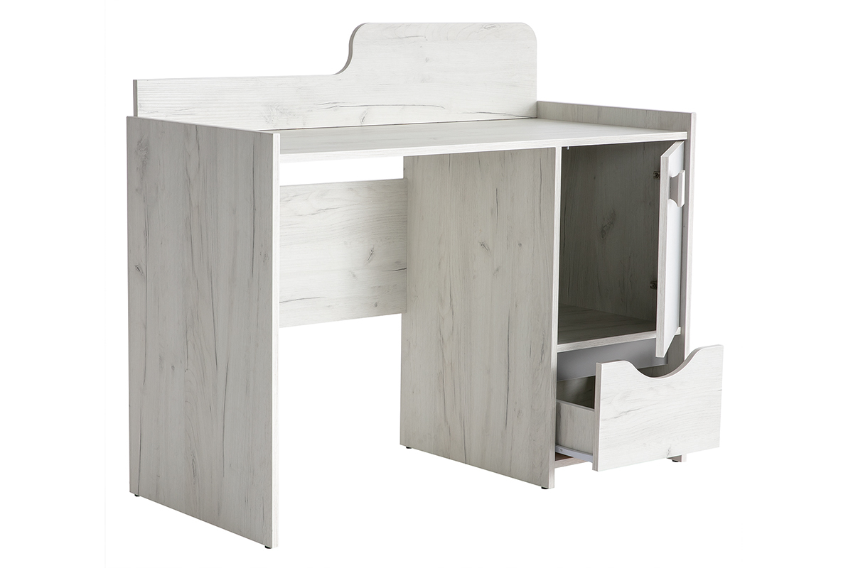 Bureau design avec rangements fr�ne blanc et gris TOM