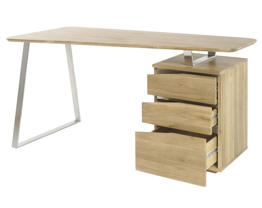Bureau Design Avec Rangements Metal Et Bois L150 Janis Miliboo