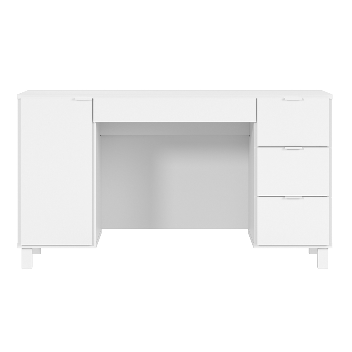 Bureau design blanc avec caisson et tiroirs L140 cm GALLO vue1
