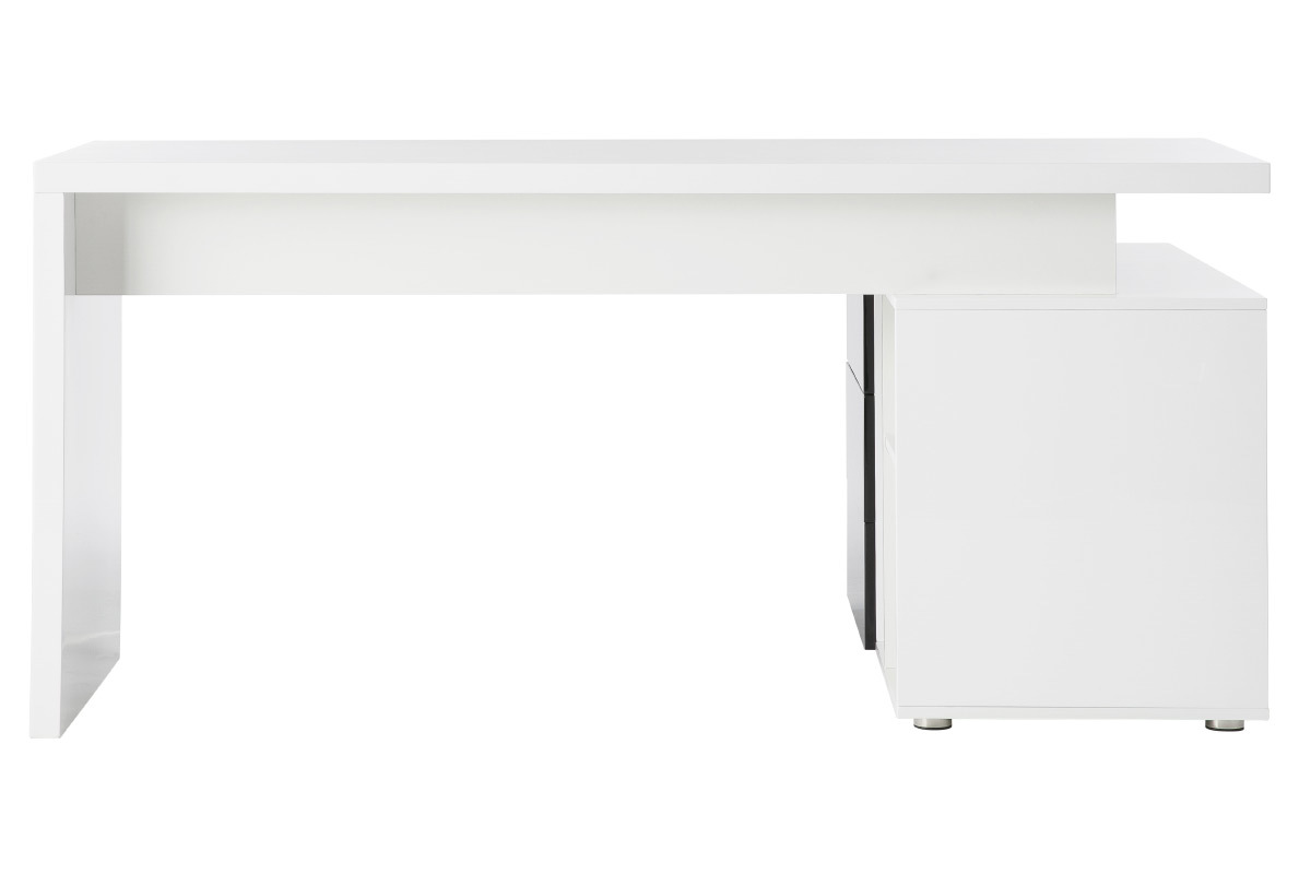 Bureau design blanc et noir laqu rangements  gauche MAXI