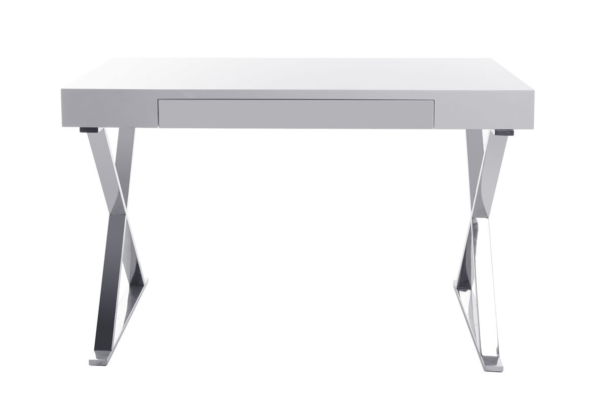 Bureau design blanc laqu LUCA