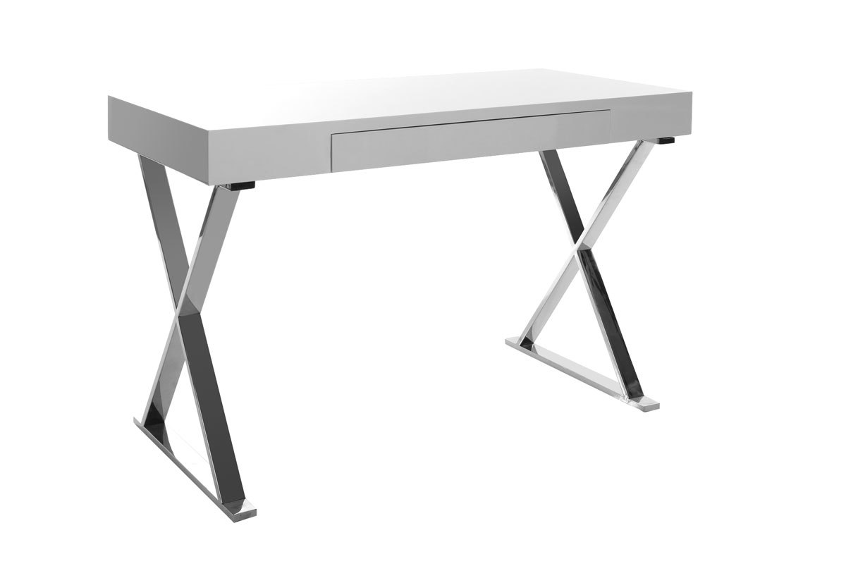 Bureau design blanc laqu LUCA