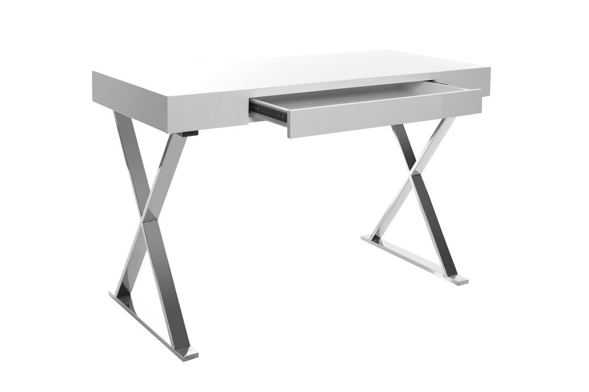 Bureau design blanc laqu LUCA