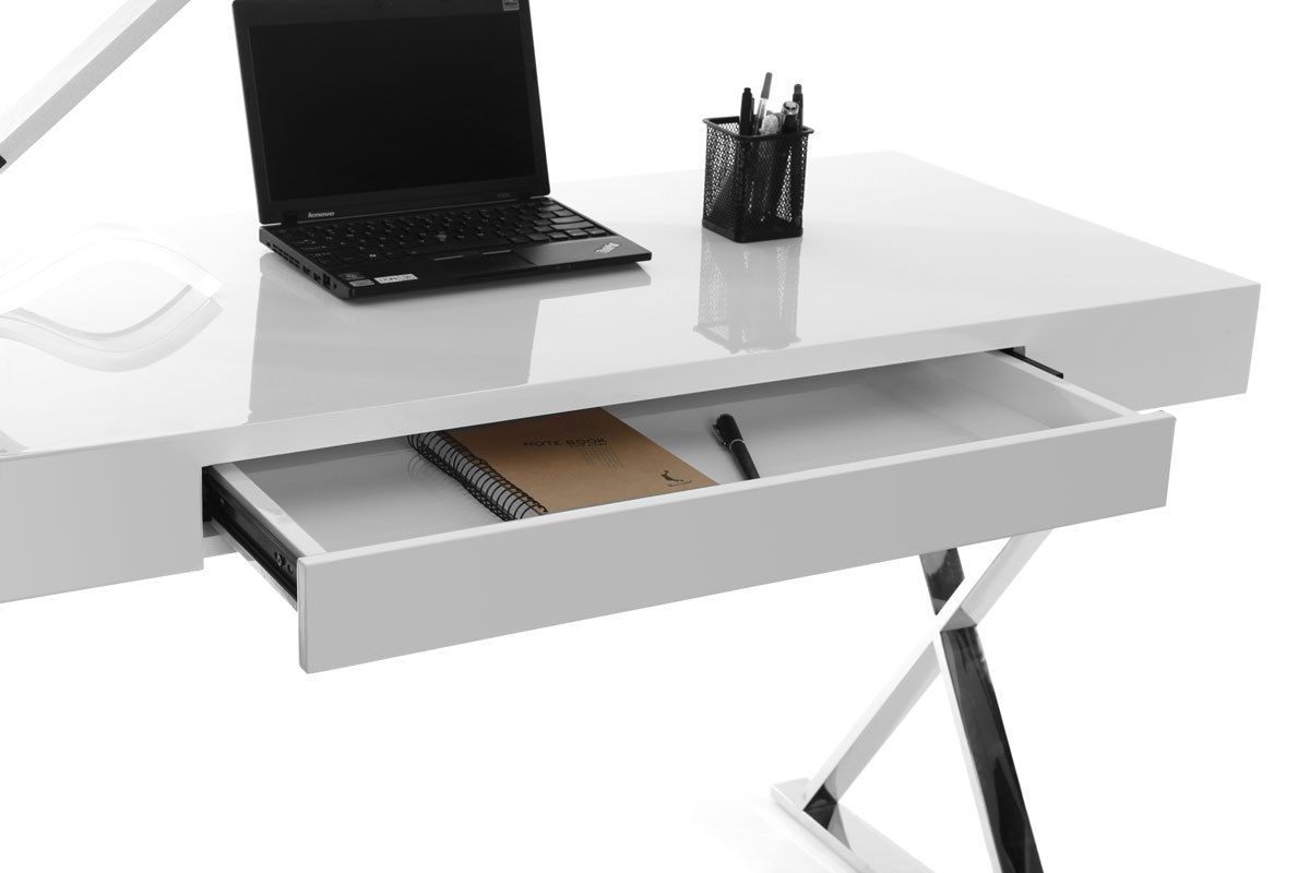 Bureau design blanc laqu LUCA