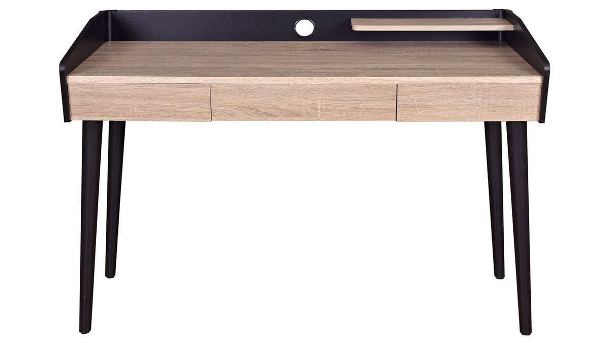 Bureau design bois et noir avec tiroir NOTHOMB