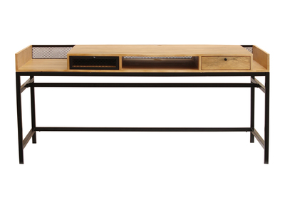 Bureau design en manguier et m&eacute;tal noir L180 cm RACK