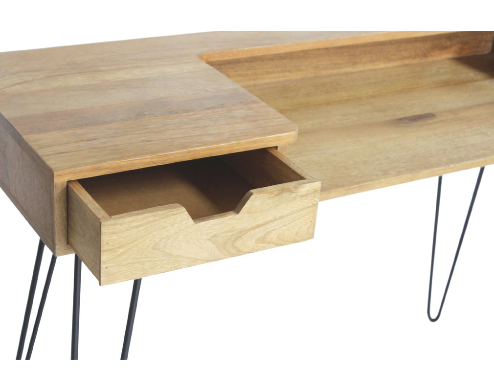 Bureau Design En Manguier Massif Et Metal Noir Vibes Miliboo
