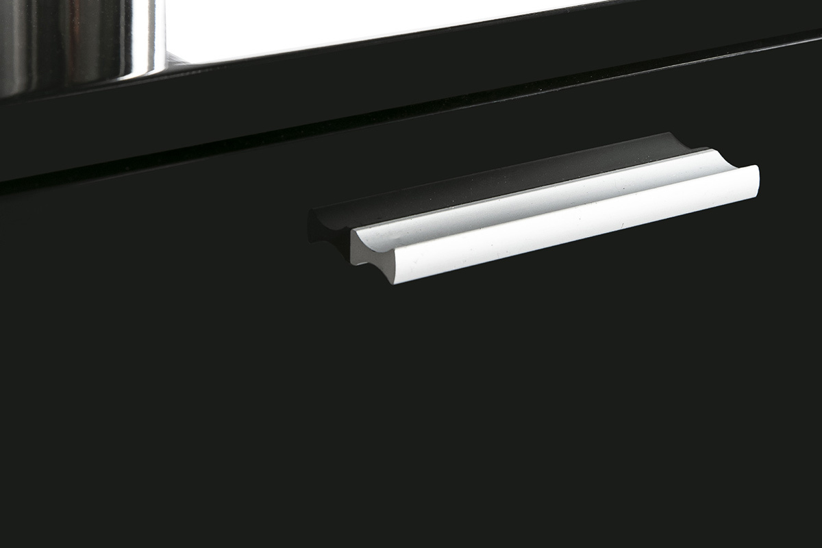Bureau design laqu� brillant noir 2 tiroirs LEXI