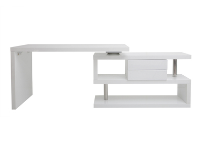 Bureau design modulable avec rangement 2 tiroirs amovible blanc laqu&eacute; MAX