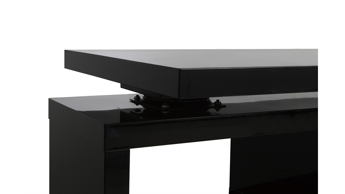 Bureau design modulable avec rangement 2 tiroirs amovible noir laqué MAX