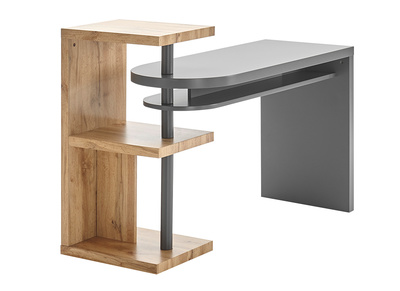 Bureau design modulable avec rangements gris et bois SWIPE