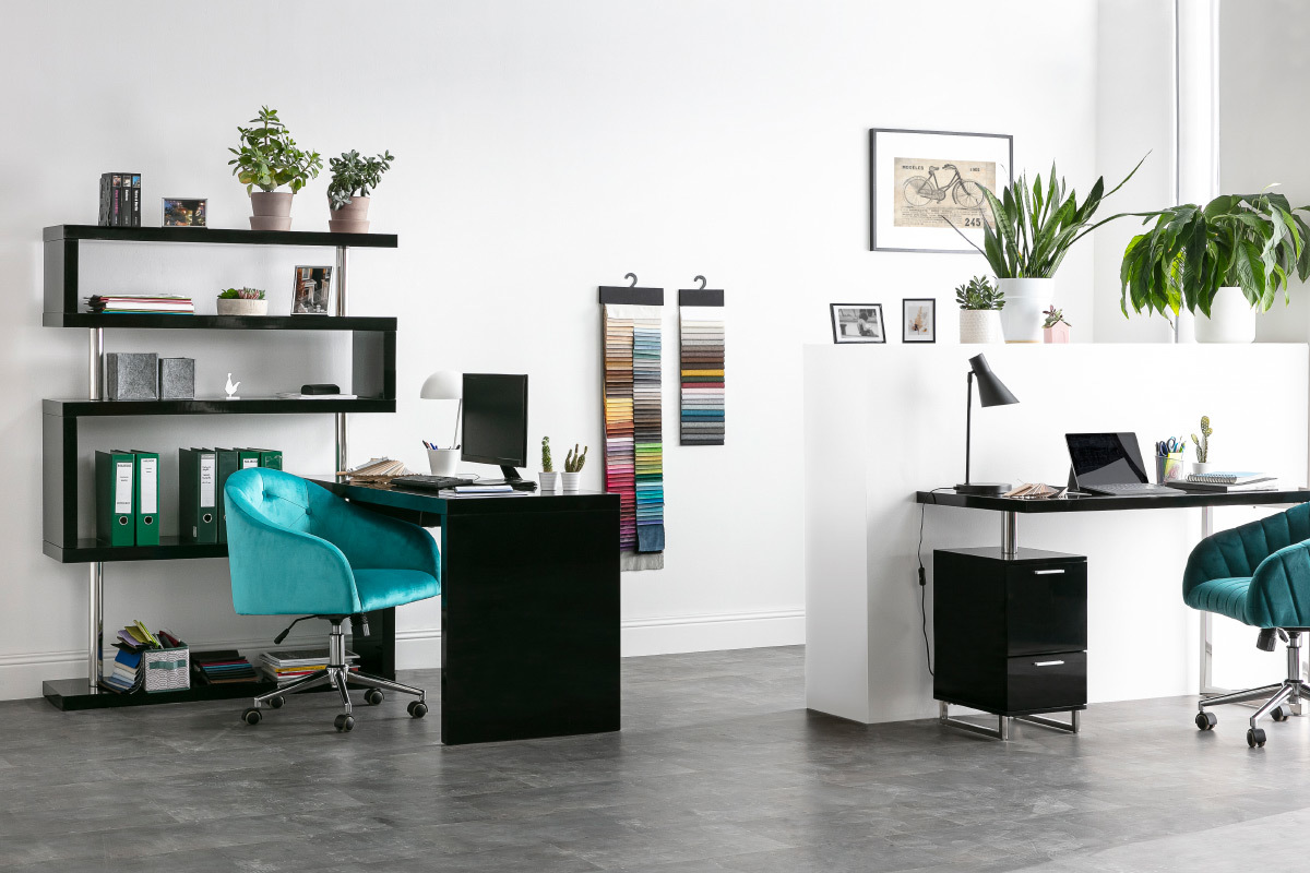 Bureau design modulable noir laqu brillant T-MAX